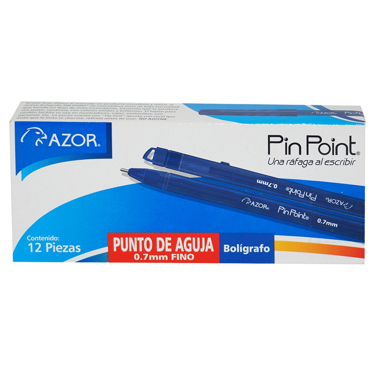 BOLIGRAFO AZOR PIN POINT PUNTO DE AGUJA 0.7MM FINO 12UAZUL | Office ...