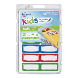 ETIQ RECTANGULAR DURABLE P/NIÑOS 60U