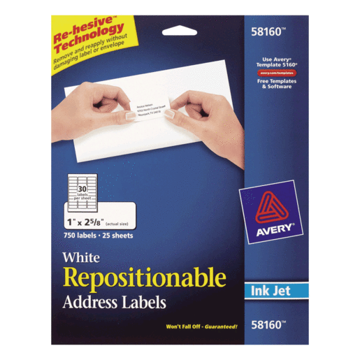 ETIQUETA BLANCA REPOSICIONABLE 2.5 X 6.7 CM INKJET PAQ 750