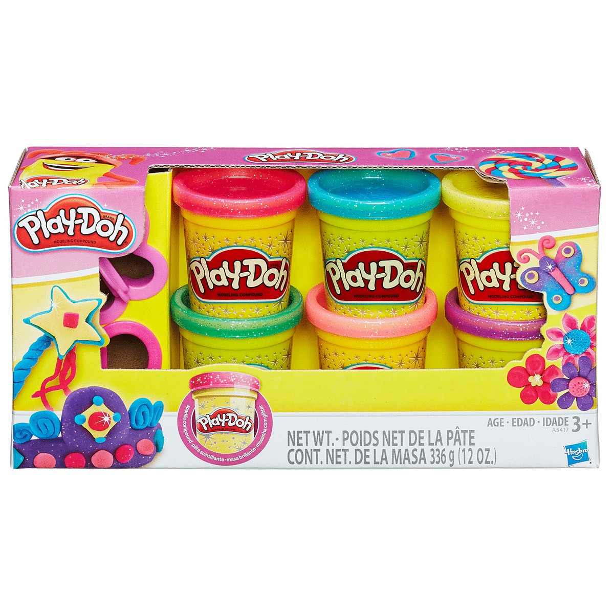 SET PLAY DOH CON BRILLANTINA (6 UNIDADES SURTIDOS)