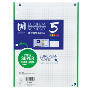 HOJAS CUADRO EUROPEAN 5 BANDAS COLOR Y SCRIBZEE 80H HOJAS CUADRO EUROPEAN 5 BANDAS COLOR Y SCRIBZEE 80H