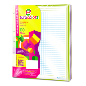 HOJAS PARA CARPETA EUROCOLOR CUADRO GRANDE ARCOIRIS 76G 100H HOJAS PARA CARPETA EUROCOLOR CUADRO GRANDE ARCOIRIS 76G 100H