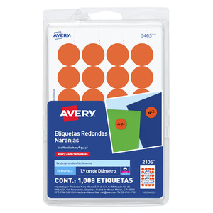 ETIQUETA CÓDIGO DE COLOR NARANJA, 1.9 CM DE DIÁMETRO, 1008 PZ. ETIQUETA CÓDIGO DE COLOR NARANJA, 1.9 CM DE DIÁMETRO, 1008 PZ.