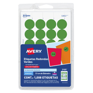 ETIQUETA CÓDIGO DE COLOR VERDE, 1.9 CM DE DIÁMETRO, 1008 PZ. ETIQUETA CÓDIGO DE COLOR VERDE, 1.9 CM DE DIÁMETRO, 1008 PZ.