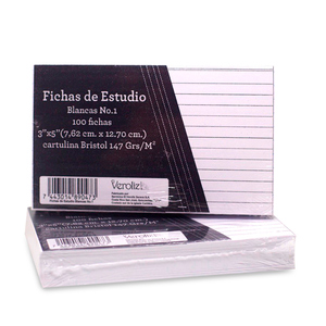 PAQUETE X 100 FICHAS RAYADAS BLANCAS 3X5 PAQUETE X 100 FICHAS RAYADAS BLANCAS 3X5