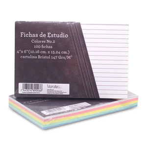 PAQUETE X 100 FICHAS RAYADAS COLORES 4X6 PAQUETE X 100 FICHAS RAYADAS COLORES 4X6