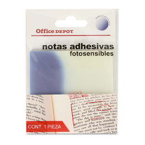 NOTAS ADHESIVAS OFFICE DEPOT FOTOSENSIBLES 50H (CAMBIA COLOR BAJO LA LUZ, AZUL - CAFE) NOTAS ADHESIVAS OFFICE DEPOT FOTOSENSIBLES 50H (CAMBIA COLOR BAJO LA LUZ, AZUL - CAFE)