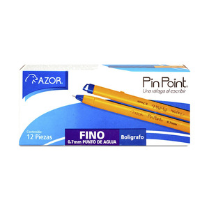 BOLIGRAFO AZOR PIN POINT CUERPO AMARILLO TINTA AZUL 0.7MM 12U BOLIGRAFO AZOR PIN POINT CUERPO AMARILLO TINTA AZUL 0.7MM 12U