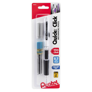 KIT PENTEL CELESTE QUICK CLICK PORTAMINA, MINA 0.7MM, BORRADOR 4U KIT PENTEL CELESTE QUICK CLICK PORTAMINA, MINA 0.7MM, BORRADOR 4U