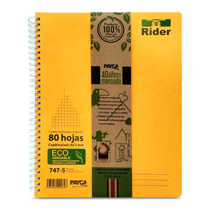 CUADERNO RIDER 747-5 CUADROS CHICO 210 MM X 275 MM 80 H CUADERNO RIDER 747-5 CUADROS CHICO 210 MM X 275 MM 80 H