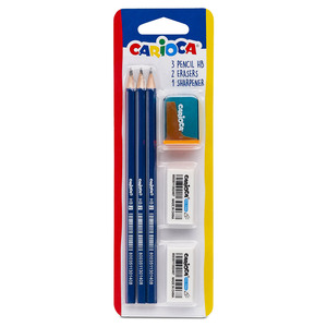 SET ESCOLAR CARIOCA 3 LAPICES DE GRAFITO HB + 2 BORRADORES + 1 SACAPUNTAS SET ESCOLAR CARIOCA 3 LAPICES DE GRAFITO HB + 2 BORRADORES + 1 SACAPUNTAS