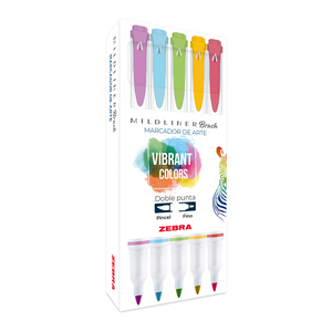 MARCADOR ZEBRA CREATIVO DOBLE PUNTA VIBRANT COLORS (PINCEL/PUNTO FINO) 5U MARCADOR ZEBRA CREATIVO DOBLE PUNTA VIBRANT COLORS (PINCEL/PUNTO FINO) 5U