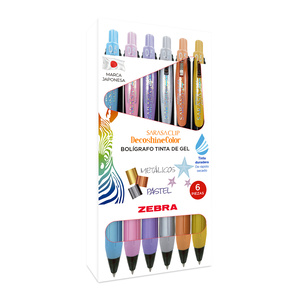 ROLLERBALL ZEBRA SARASA DECOSHINE SURTIDO 6U ROLLERBALL ZEBRA SARASA DECOSHINE SURTIDO 6U