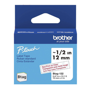 CINTA BROTHER P-TOUCH BTAG132 TINTA ROJA SOBRE TRANSPARENTE 12MM CINTA BROTHER P-TOUCH BTAG132 TINTA ROJA SOBRE TRANSPARENTE 12MM