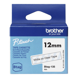 CINTA BROTHER P-TOUCH BTAG135 TINTA BLANCO SOBRE TRANSPARENTE 12MM CINTA BROTHER P-TOUCH BTAG135 TINTA BLANCO SOBRE TRANSPARENTE 12MM