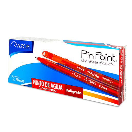 BOLIGRAFO AZOR PIN POINT PUNTO DE AGUJA 0.7MM FINO 12U ROJO