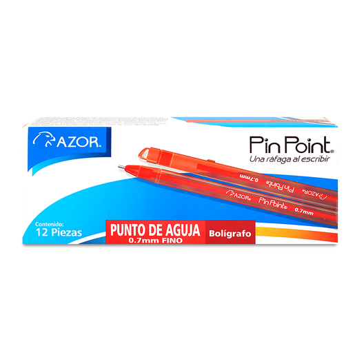 BOLIGRAFO AZOR PIN POINT PUNTO DE AGUJA 0.7MM FINO 12U ROJO