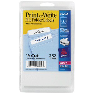 ETIQUETA FÓLDER BLANCA LÁSER/INKJET 1.7 X 8.7 CM, PAQ 252