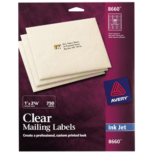 ETIQUETA TRANSPARENTE PERMANENTE INKJET 2.5 CM X 6.7 CM PAQ 300