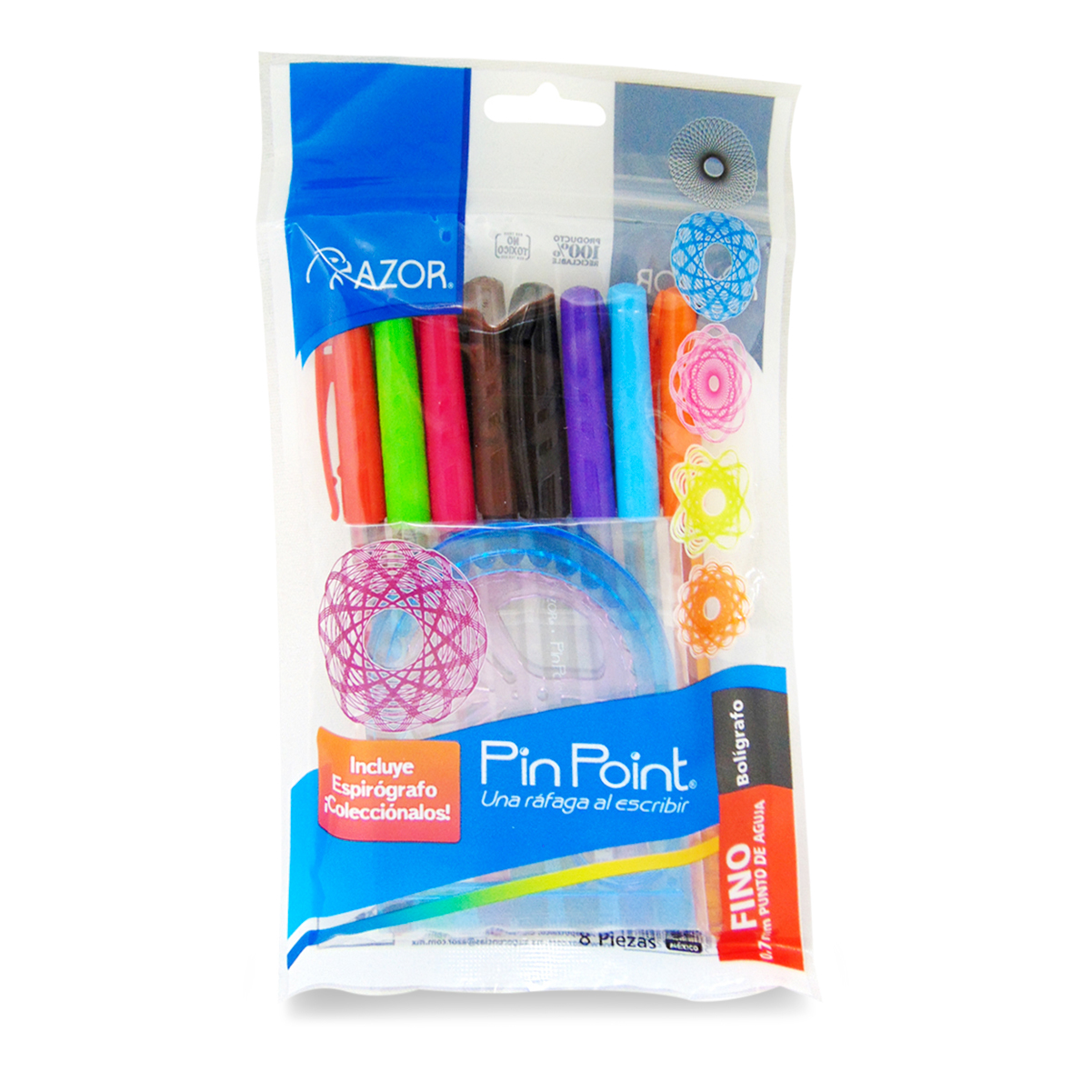 BOLIGRAFO AZOR PIN POINT CON ESPIROGRAFO 8U 0.7MM FINO