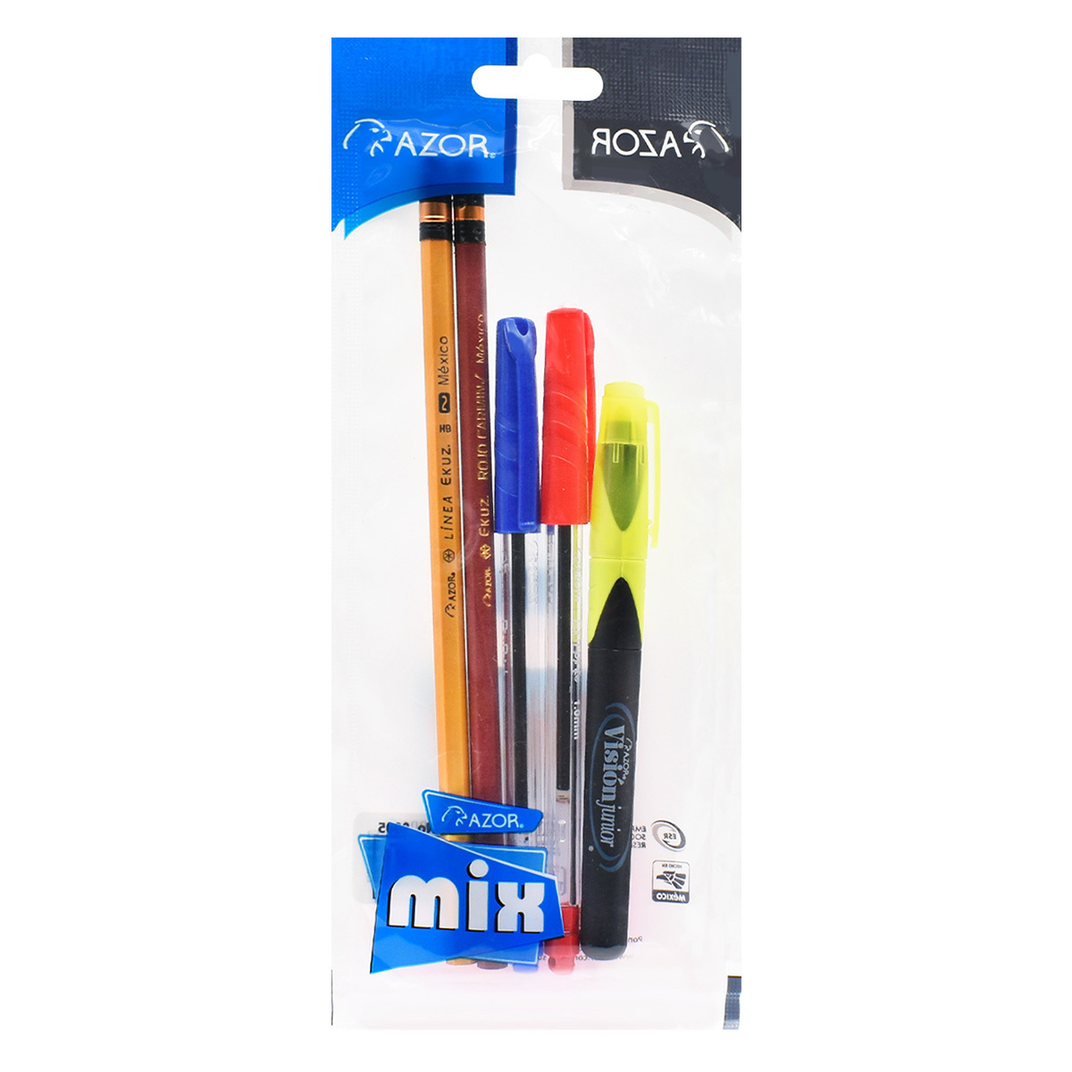 AZOR MIX 5U(1NRO,1 RJO,1 LAPIZ AMA,1 LAPIZ RJO,1 RESALT AMA)