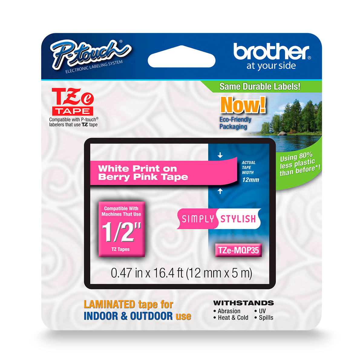 CINTA BROTHER ROSA/LETRA BLANCA (12MM,2PACK)