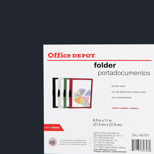 FOLDER PORTADOCUMENTOS C/CLIP TCARTA COLORES SURTIDOS C/VENTANA 4PZ
