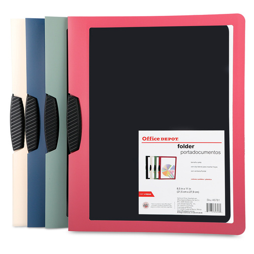 FOLDER PORTADOCUMENTOS C/CLIP TCARTA COLORES SURTIDOS C/VENTANA 4PZ