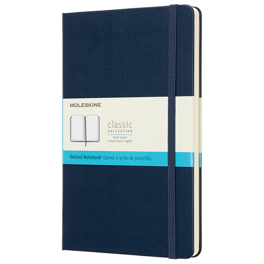 LIBRETA MOLESKIN TAPA DURA (GRANDE, HOJA PUNTEADA, AZUL)
