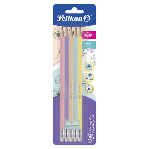 LAPIZ DE GRAFITO PELIKAN 2HB TRIANGULAR 5U (COLOR PASTEL)