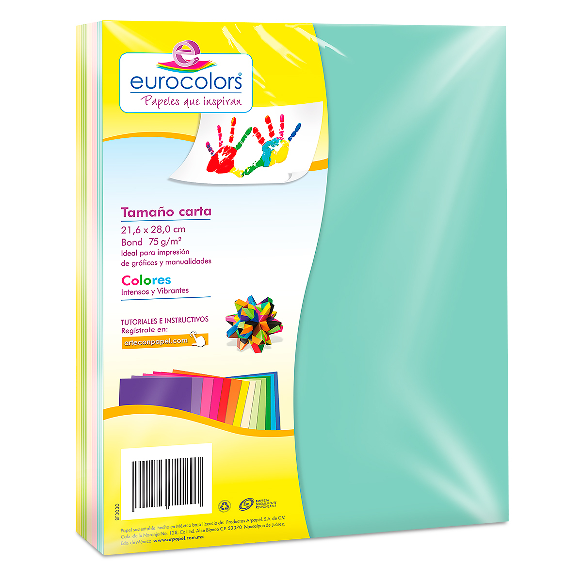 HOJAS PARA CARPETA EUROCOLOR CARTA COLORES PASTEL 75GR (100U)