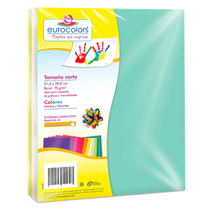 HOJAS PARA CARPETA EUROCOLOR CARTA COLORES PASTEL 75GR (100U) HOJAS PARA CARPETA EUROCOLOR CARTA COLORES PASTEL 75GR (100U)