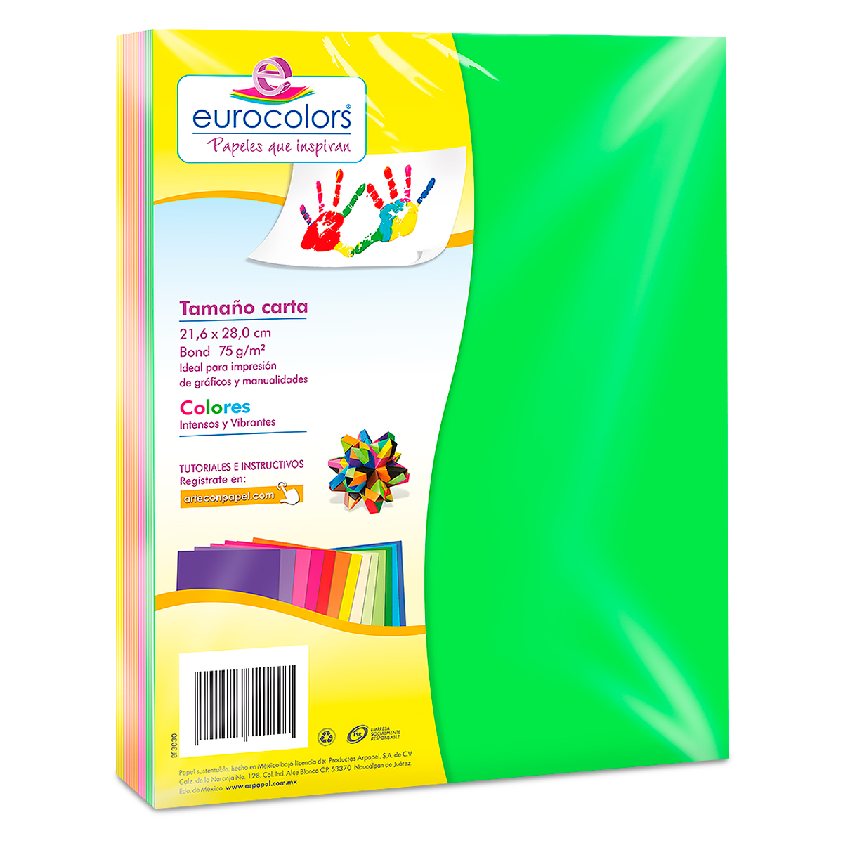 HOJAS PARA CARPETA EUROCOLOR CARTA COLORES NEON 75GR (100U)
