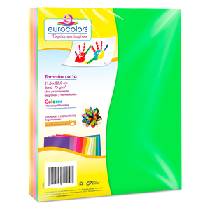 HOJAS PARA CARPETA EUROCOLOR CARTA COLORES NEON 75GR (100U) HOJAS PARA CARPETA EUROCOLOR CARTA COLORES NEON 75GR (100U)