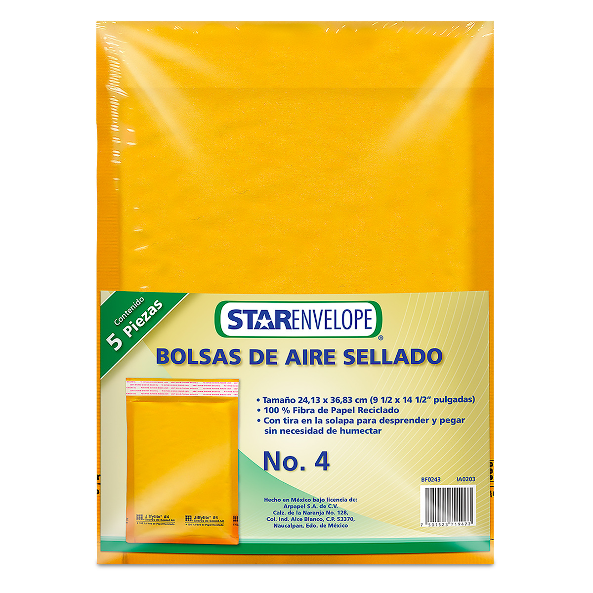 SOBRE MANILA CON BURBUJA CARTA (6X10 ) 5U