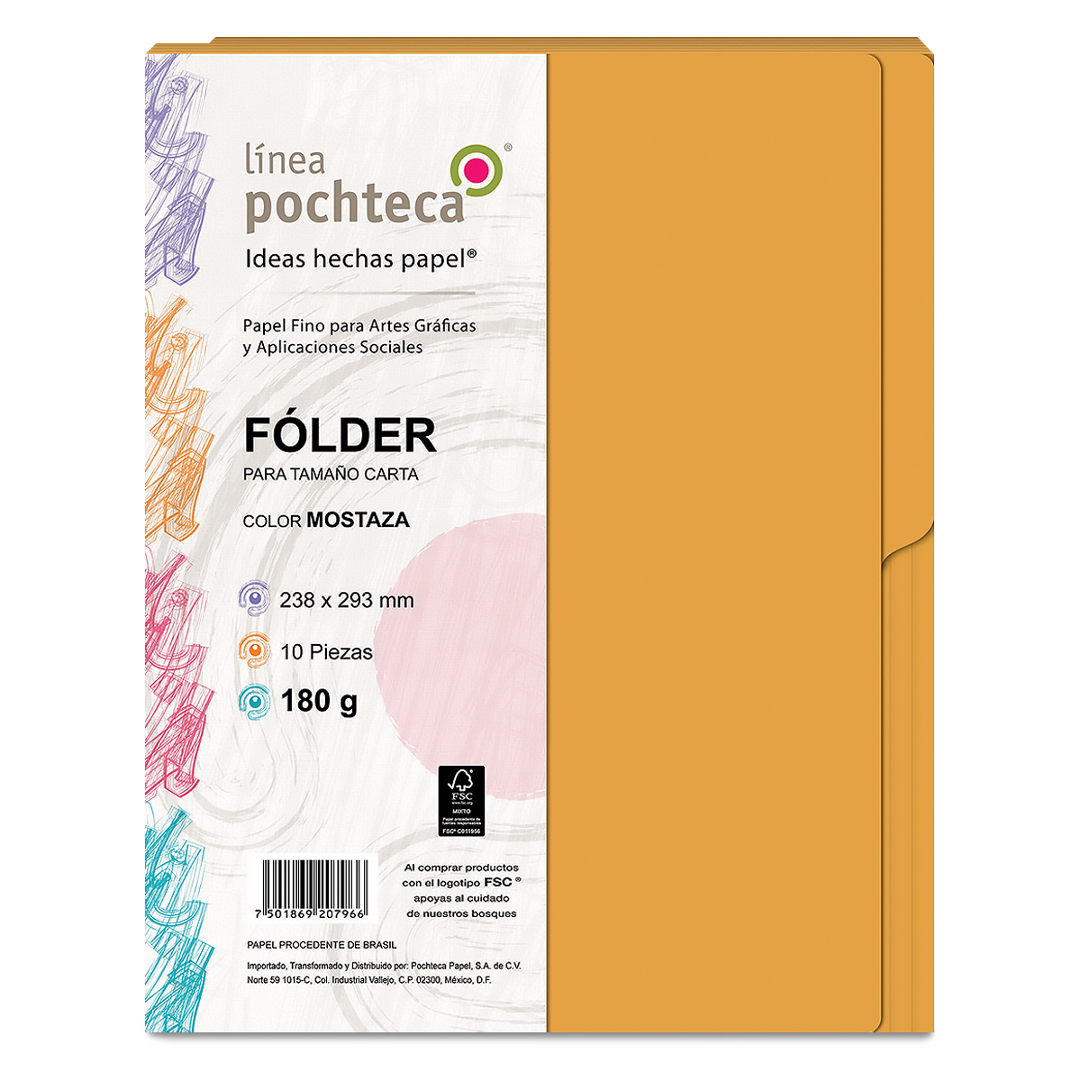 FOLDER CARTA POCHTECA MOSTAZA 10U