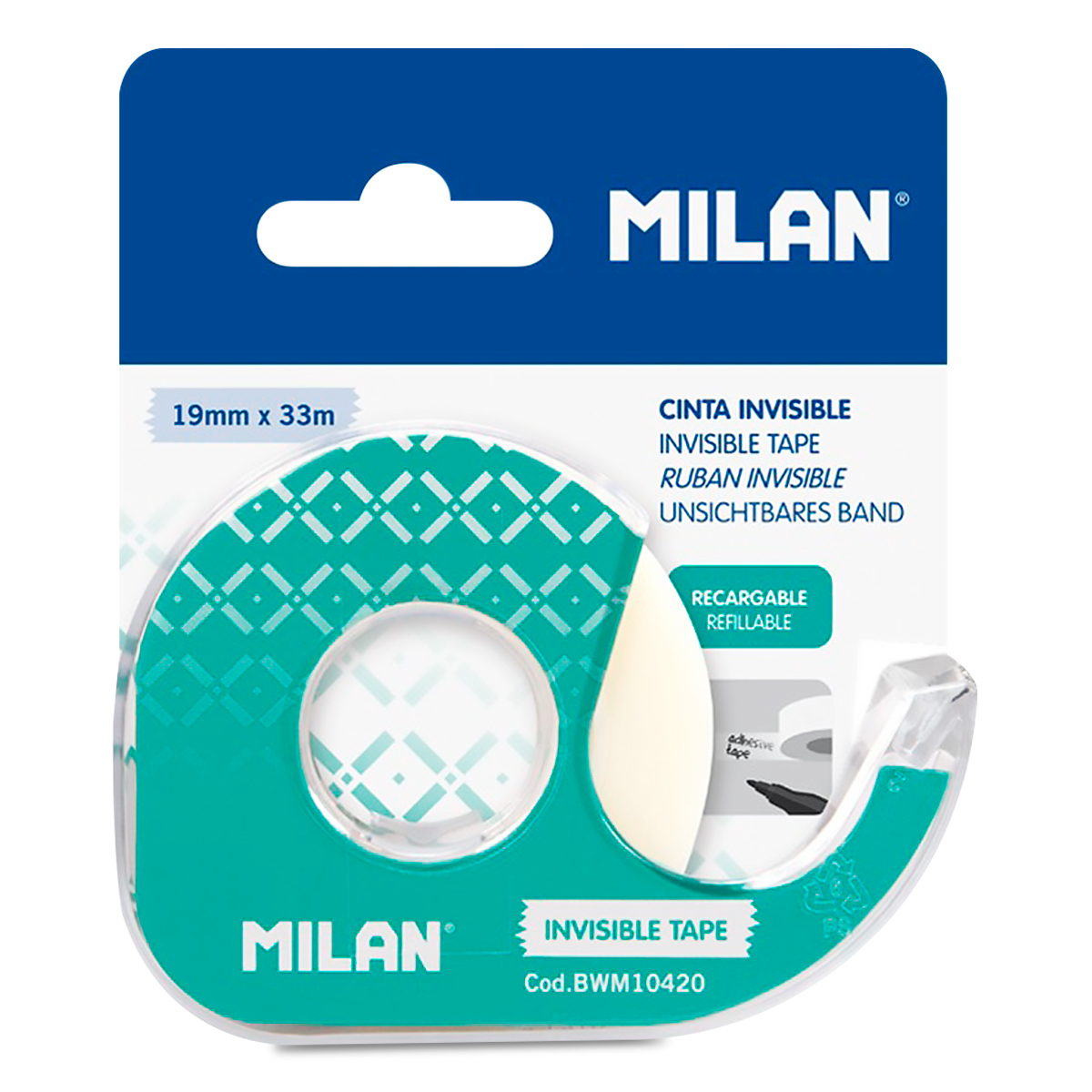 CINTA ADHESIVA INVISIBLE MILAN 19 MM X 33 M