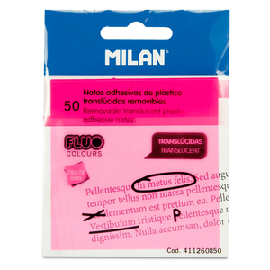 BLOCK DE NOTAS MILAN ROSA 76X76MM (TRANSPARENTES, 50 HOJAS) BLOCK DE NOTAS MILAN ROSA 76X76MM (TRANSPARENTES, 50 HOJAS)