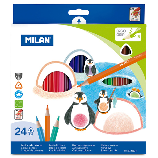 LÁPICES DE COLORES MILAN TRIANGULARES 24U