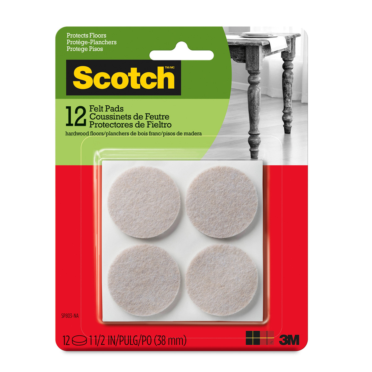 PROTECCION PARA SUPERFICES SCOTCH 12U (1.5 , BEIGE, REDONDOS)