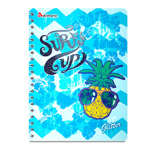 CUADERNO ESPIRAL ARIMANY GLITTER LINEAS 100H (SEMI DURA)