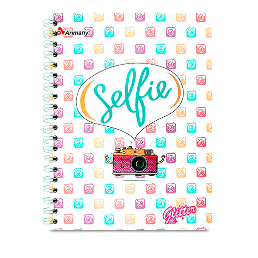 CUADERNO ESPIRAL ARIMANY GLITTER LINEAS 100H (SEMI DURA)