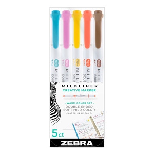MARCADOR ZEBRA MILDLINER DOBLE PUNTA LETTERING 5U (COLOR CALIDOS) MARCADOR ZEBRA MILDLINER DOBLE PUNTA LETTERING 5U (COLOR CALIDOS)