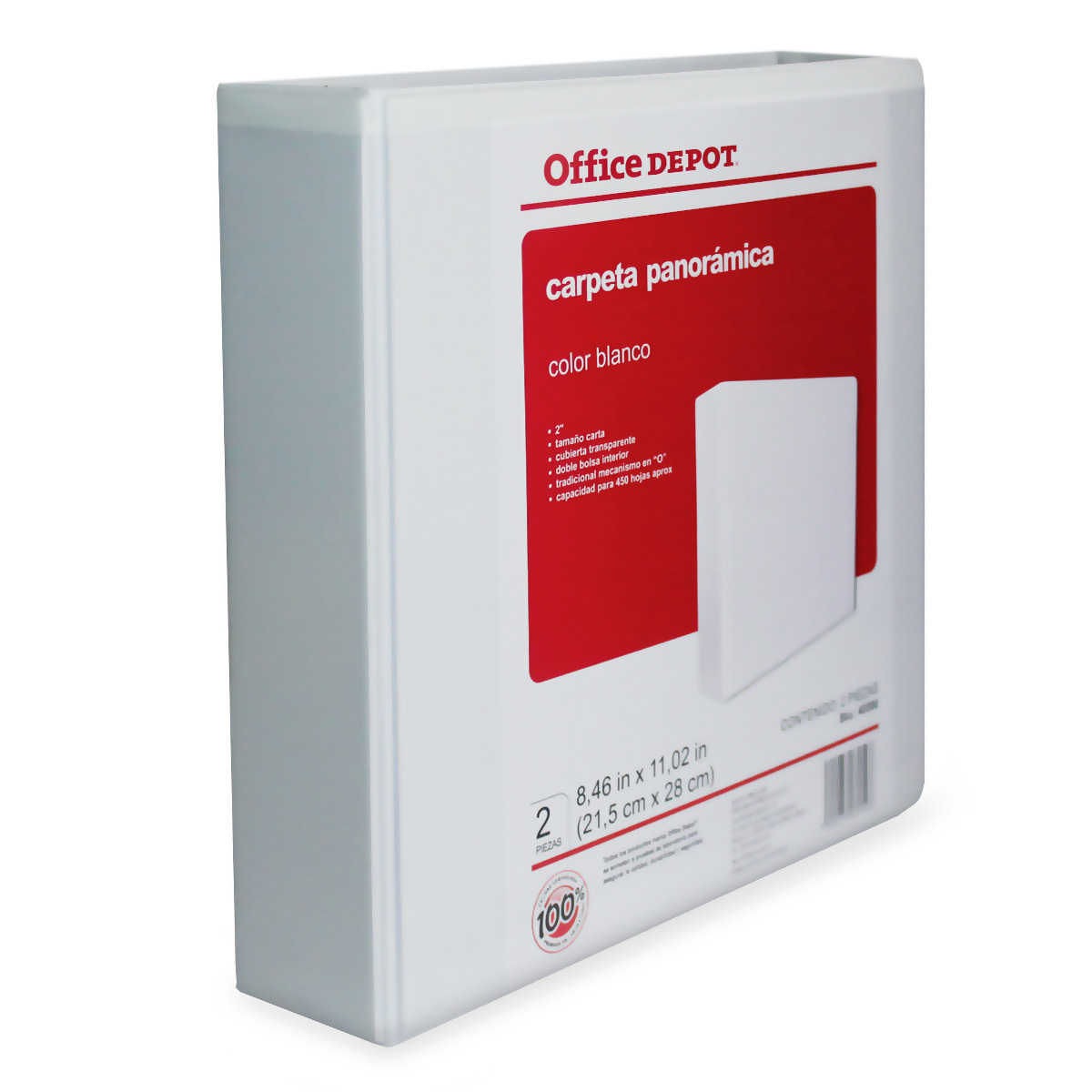 CARPETA 2 OD CON VENTANA, COLOR BLANCO, ARILLO O, 2PK