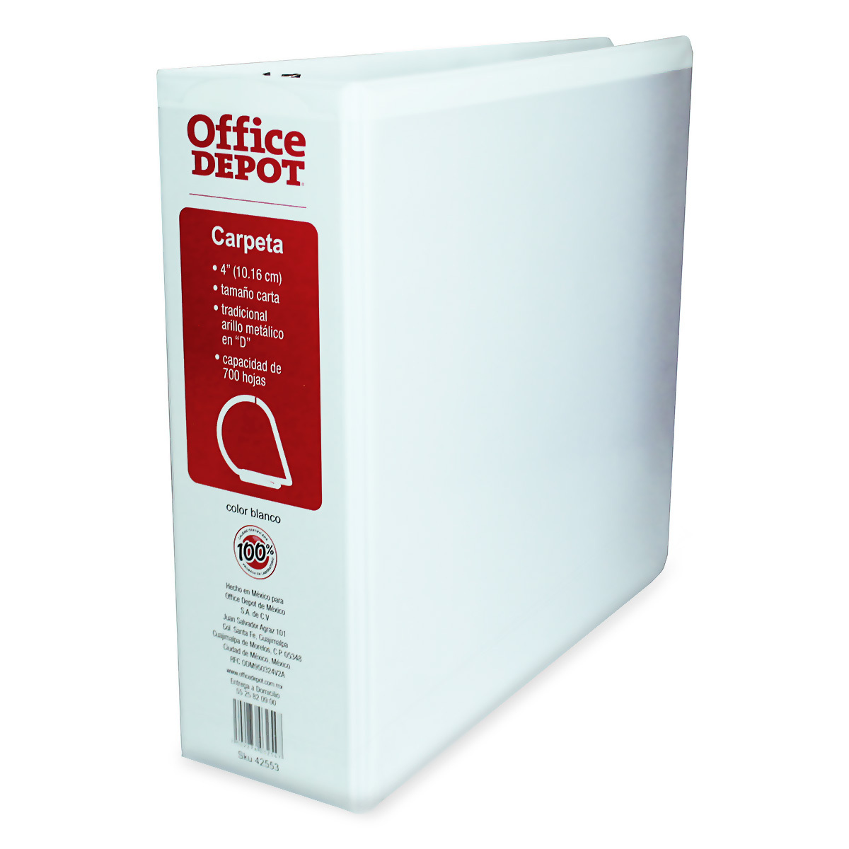 CARPETA 4 OD CON VENTANA, COLOR BLANCO, ARILLO D