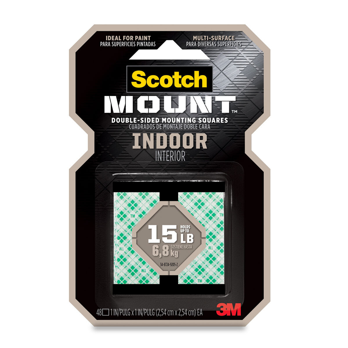 CUADRADOS DE MONTAJE SCOTCH 1X1P 48U (INTERIORES, HASTA 6.8KG)