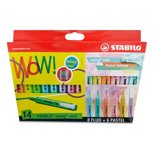 RESALTADOR STABILO SWING COOL 14U (8 NEON + 6 PASTEL)