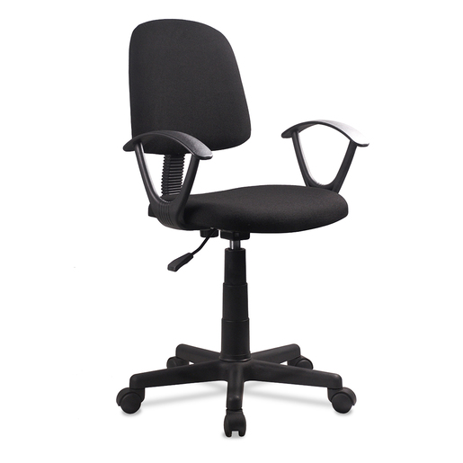 SILLA SECRETARIAL BASICA DE TELA NEGRA CON BRAZOS MODUTEC