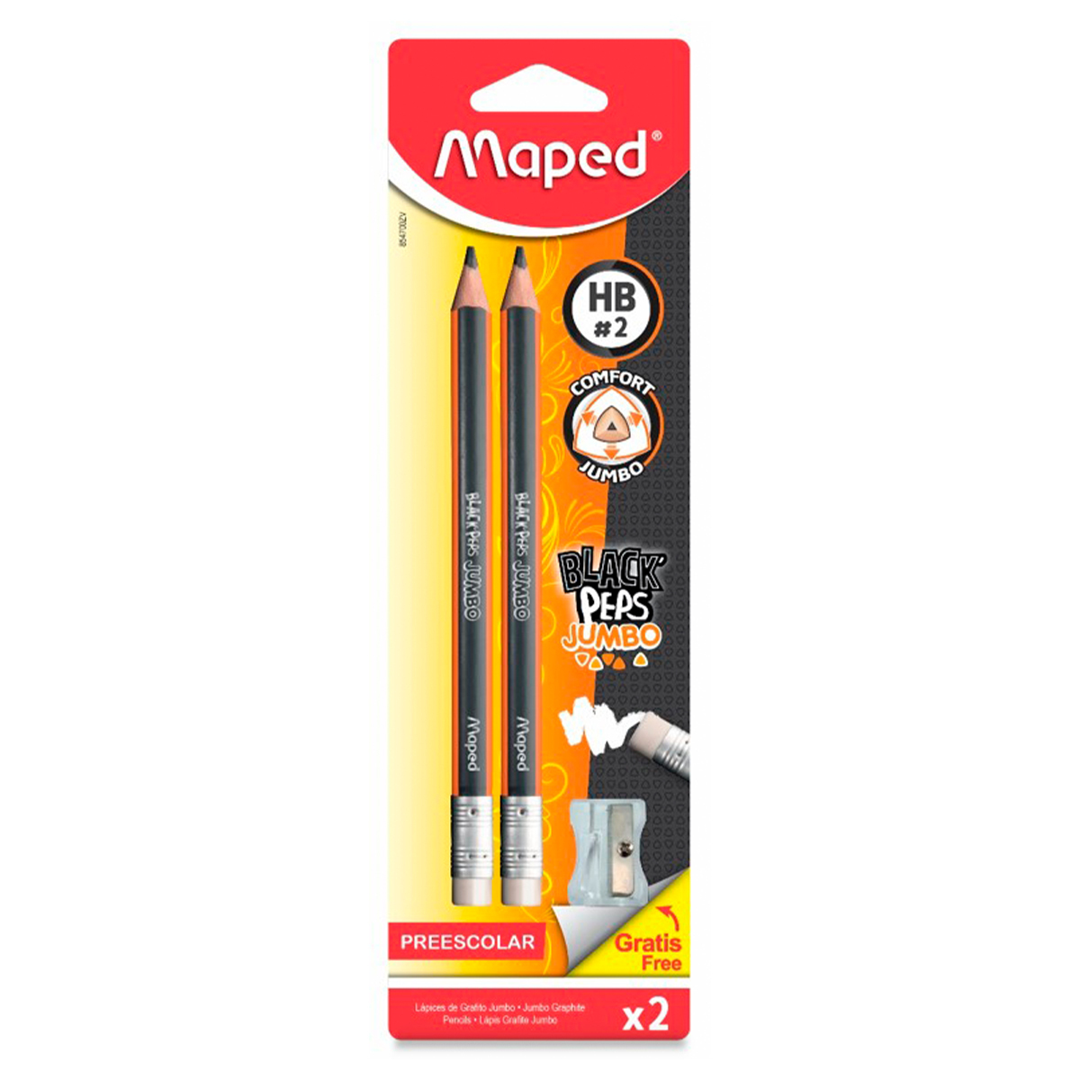 LAPIZ DE GRAFITO MAPED JUMBO + SACAPUNTAS 2U