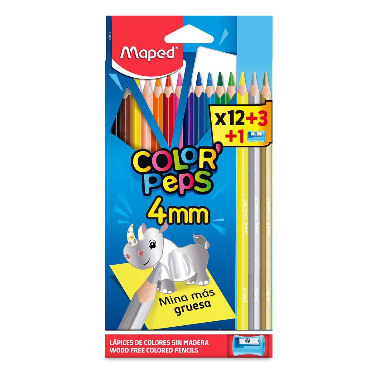 LAPICES DE COLOR PEPS 4MM + SACAPUNTAS 15U